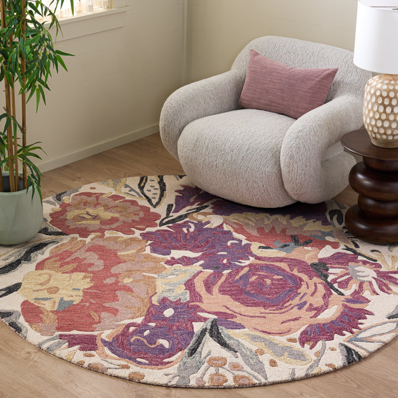 Jardin Hand Tufted Wool;Cotton Floral Indoor Rug, Round 6'