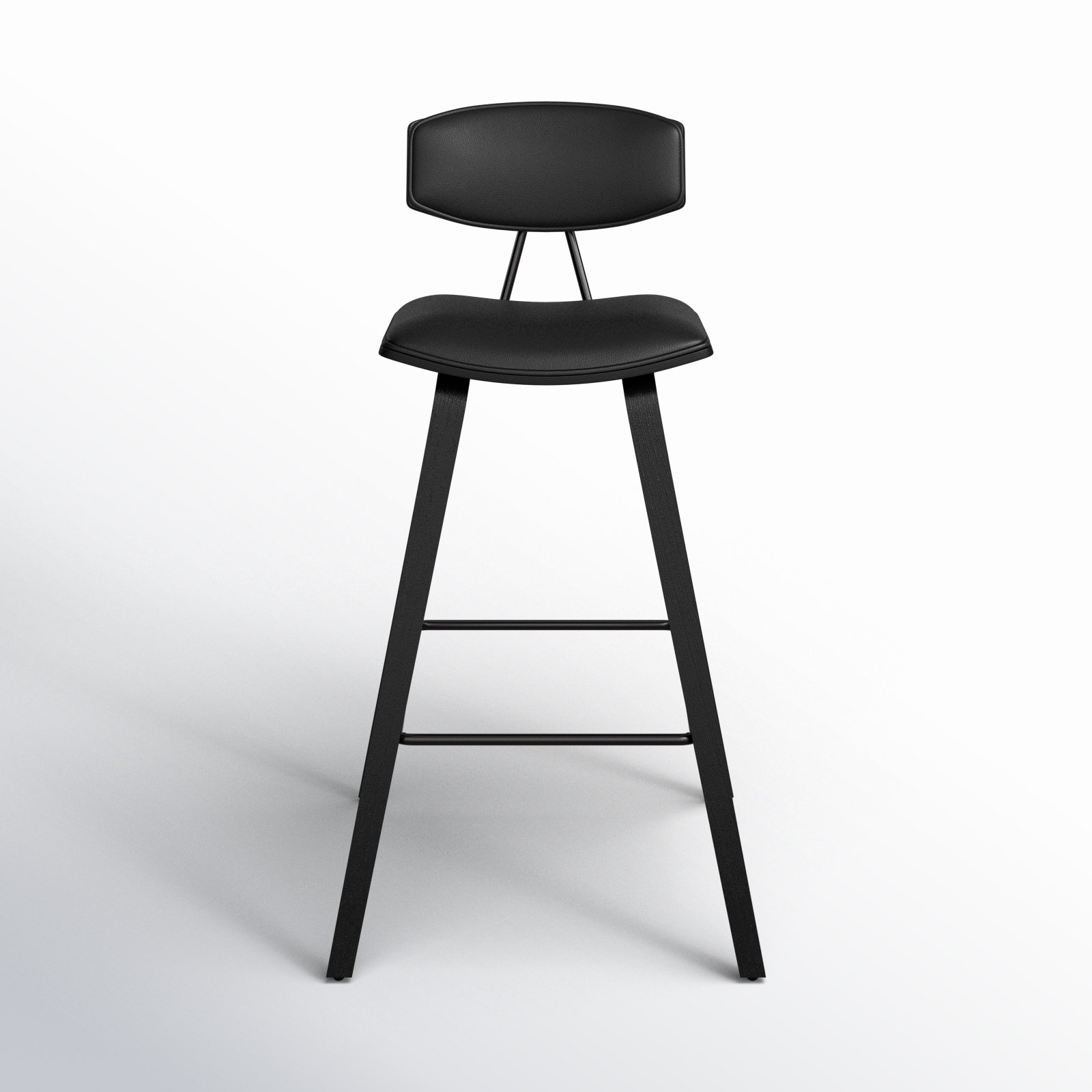 Payton Vegan Leather Bar & Counter Stool, Bar Stool (29" Seat Height), Black Faux Leather, Black