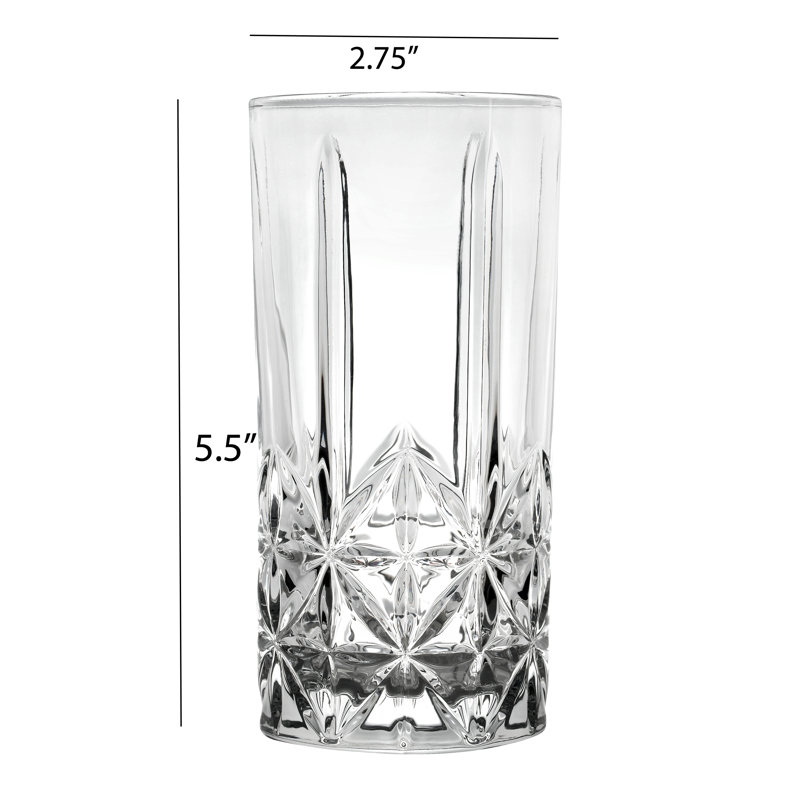 Lorren Home Trends Tall 12 Ounce Drinking Glass-Textured Cut Glass