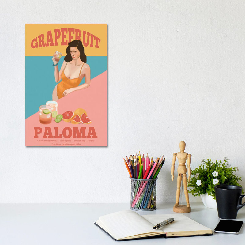 Grapefruit Paloma by Jenny Rome - Wrapped Canvas Print, 20.32 cm H x 30.48 cm W