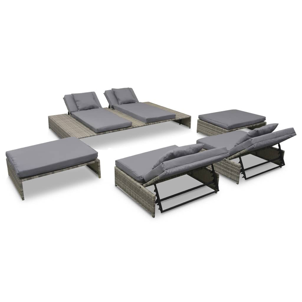 4-Sitzer Lounge-Set aus Polyrattan Jessabell mit Polster