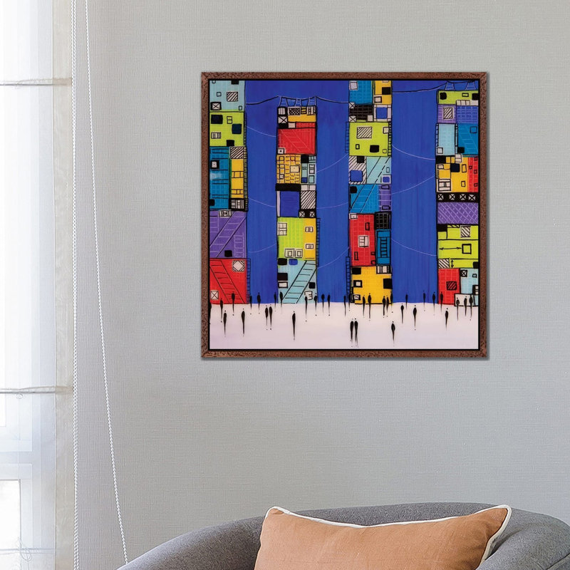 City III by Ekaterina Ermilkina - Painting on Canvas, Classic Brown Wood Framed, 66.04 cm H x 66.04 cm W