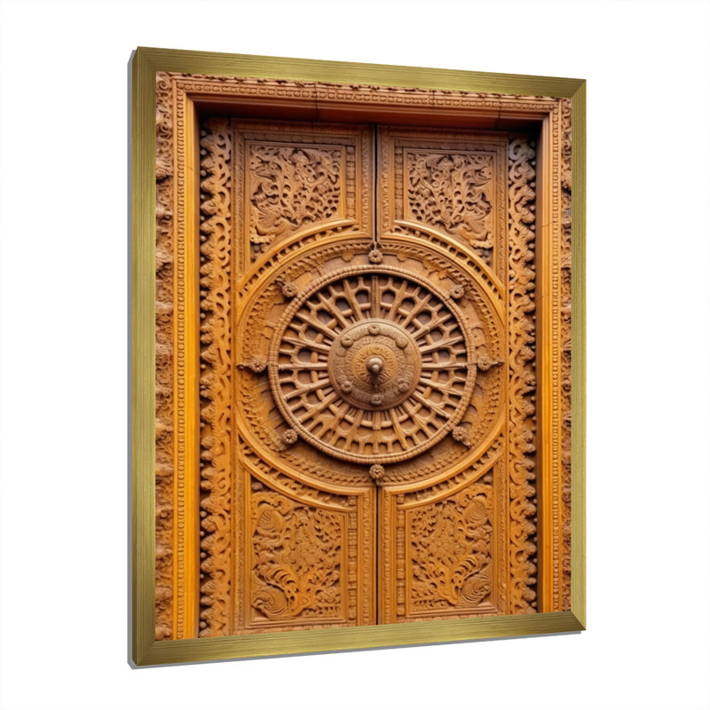 Vieille porte en bois sculpté neuvième, Cadre doré à une seule photo, H 20 po x l 12 po x P 1 po