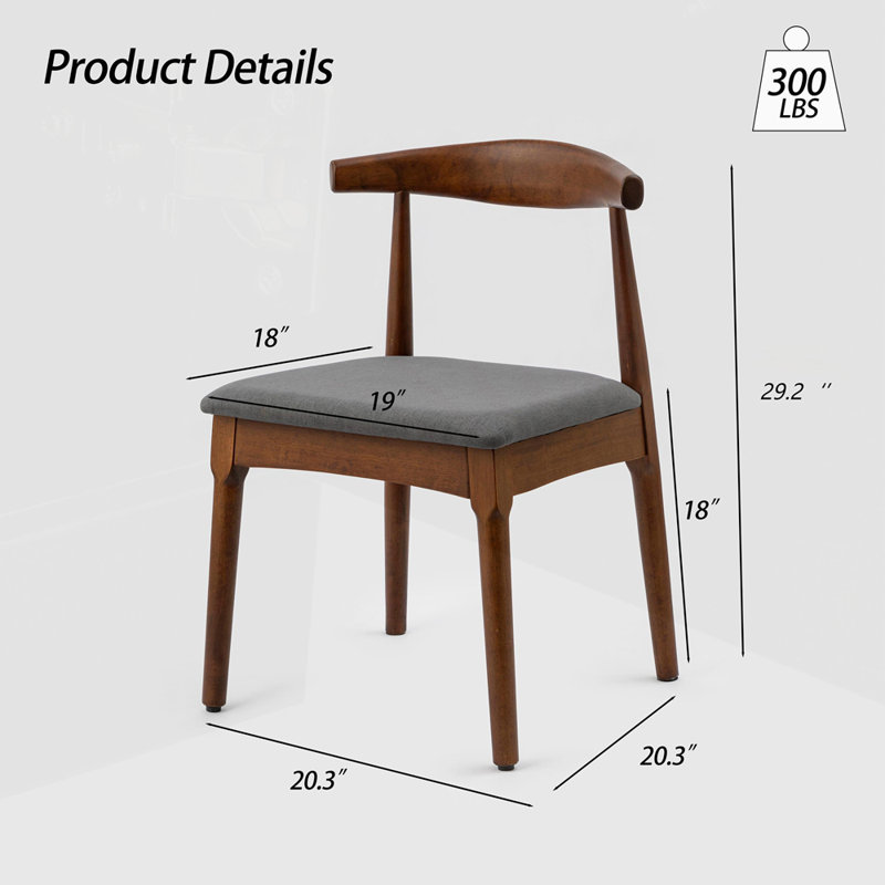 Ensemble de 2 chaises de salle à manger de style Mid-Century, Noyer, Gris anthracite