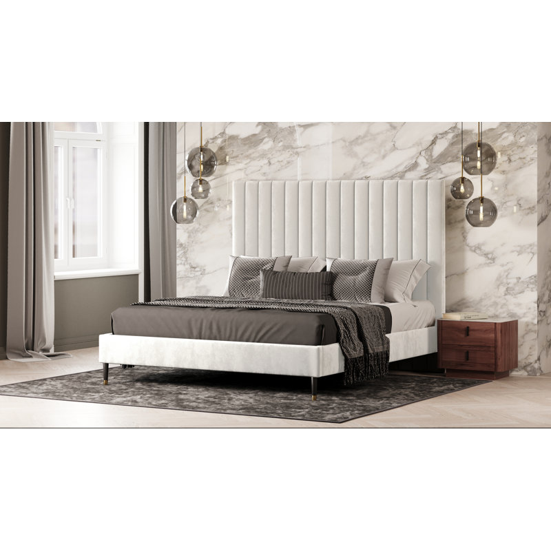 Colson Upholstered Platform Bed, King, Dark Gray
