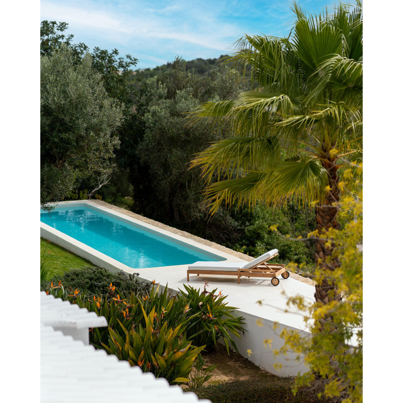 Jack Outdoor Teak Chaise Lounge