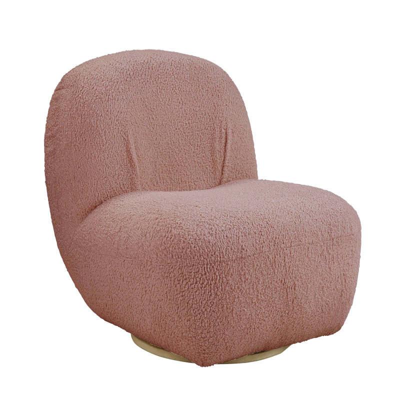 Chaise d'appoint rose avec pivot à 360 degrés - look moderne, revêtement, siège en mousse pour plus de confort, coussins de dossier et de siège fixes, H 27,5 po x l 32,5