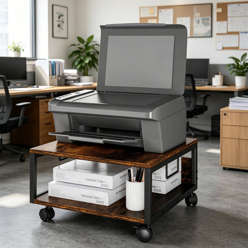 24cm H x 50cm W Printer Stand, Brown
