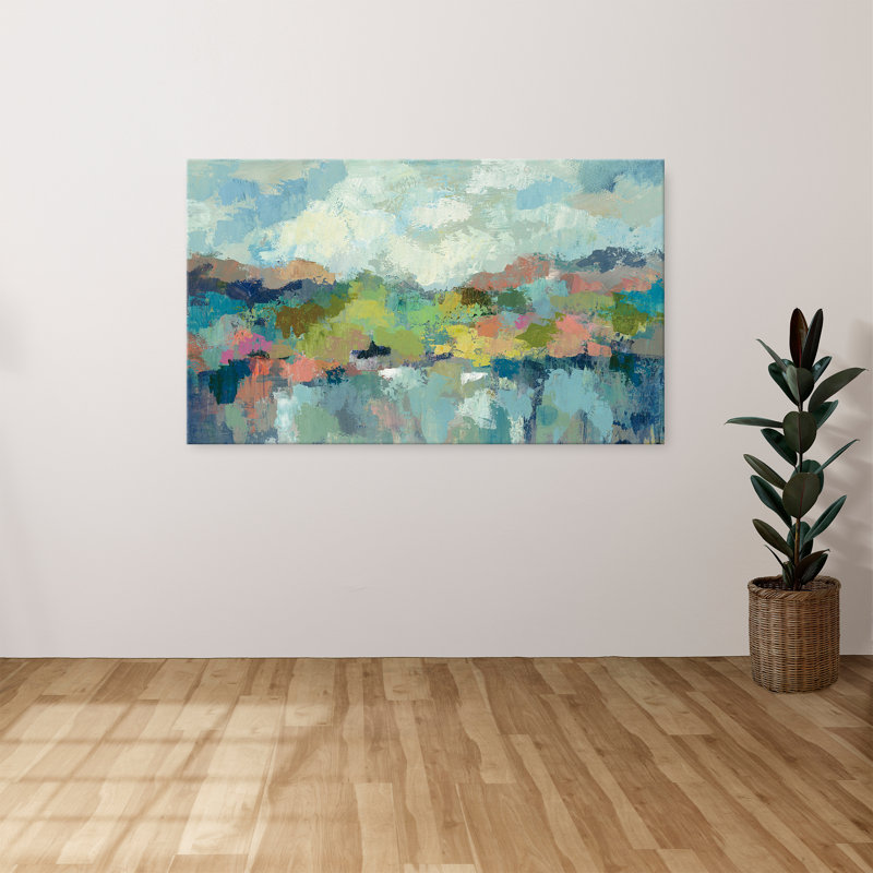 "Abstract Lakeside" par Silvia Vassileva, reproduction sur toile, H 28 po x l 48 po