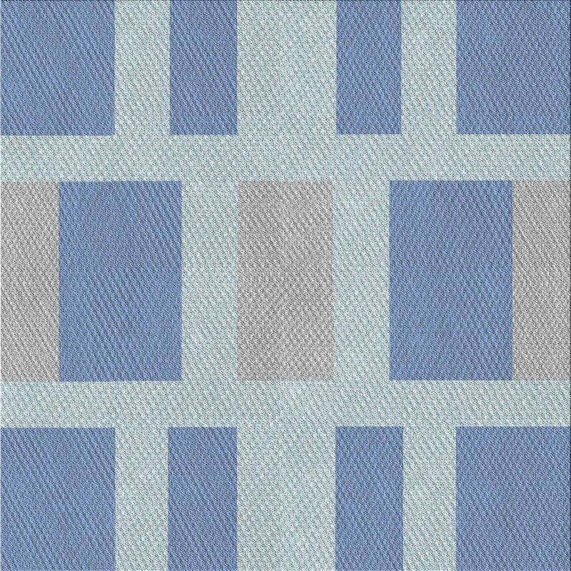 Tapis bleu/gris à motifs, Carré 3 pi