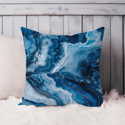 Abstract Blue Marble Crystal Geode I Modern