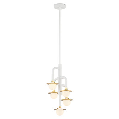 Lustre 5 lumières George Kovacs Jasha blanc mat avec finition or miel