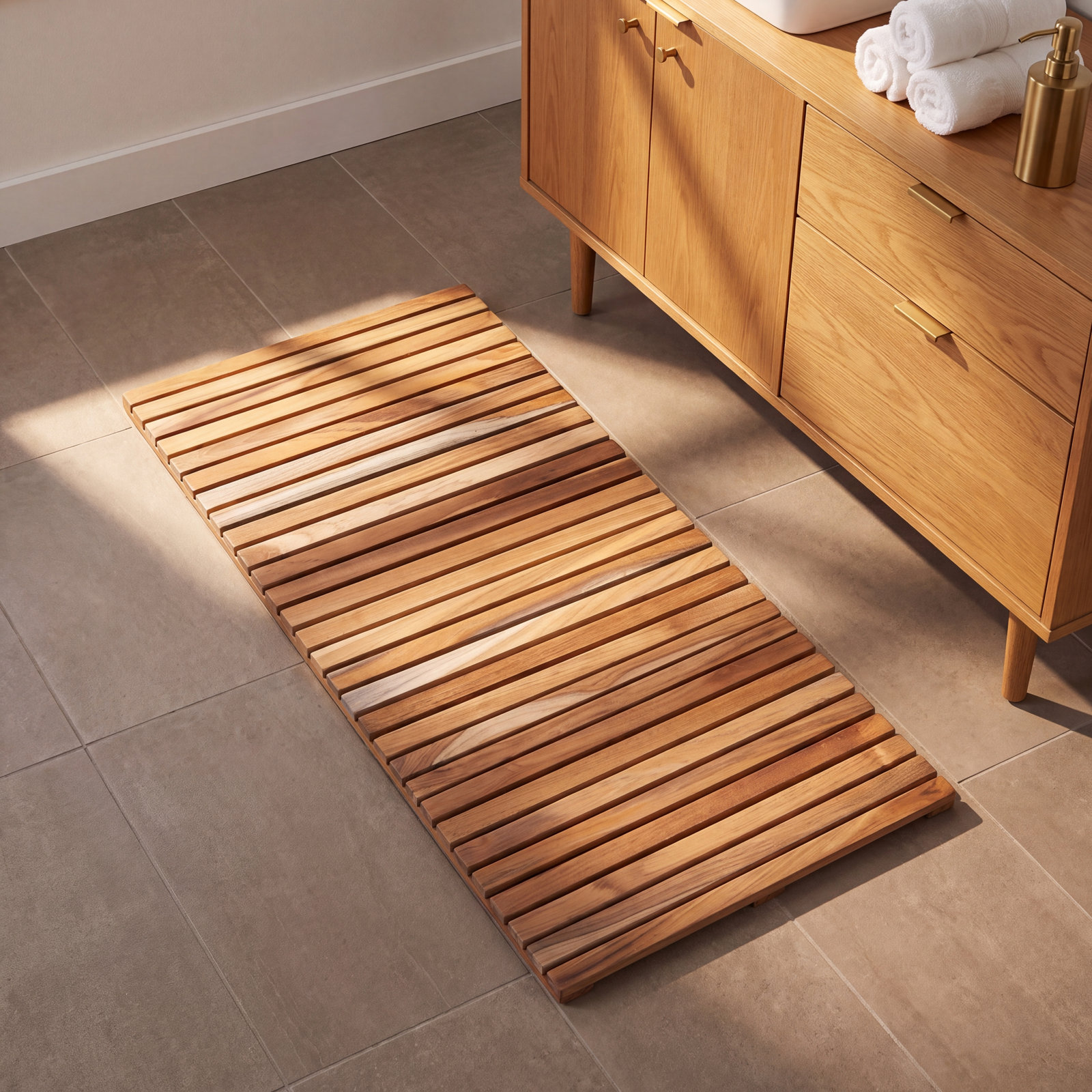 Teak Wood Bath Mat
