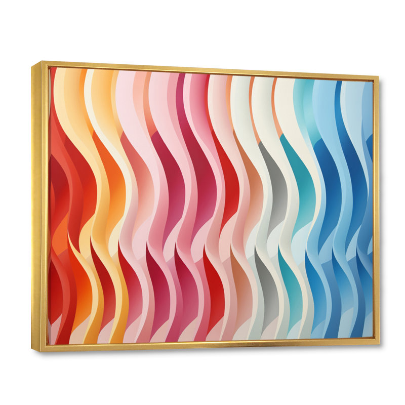 " Opt Straight Line Delirum III ", 16" H x 32" W x 1" D, Gold Floater Framed