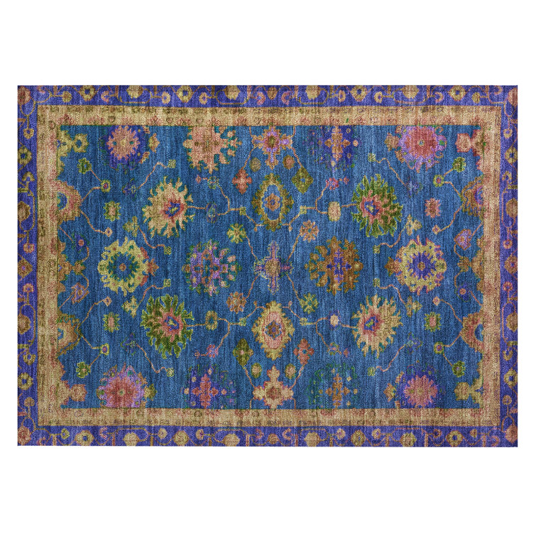Machine Washable Indoor/Outdoor Xhevrie Blue Rug