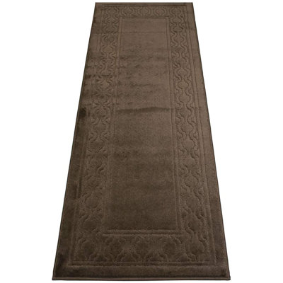 Washable Anti Slip Trellis Brown Rug