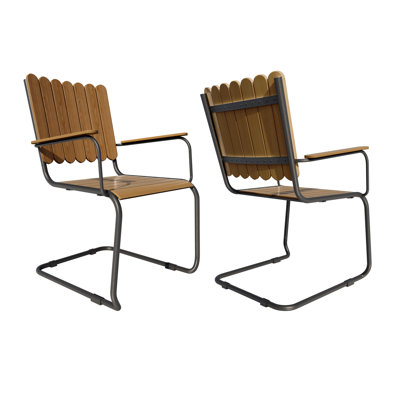 HDPE Outdoor Dining Chairs, All-Weather Patio Dining Chair With Metal Sled Base