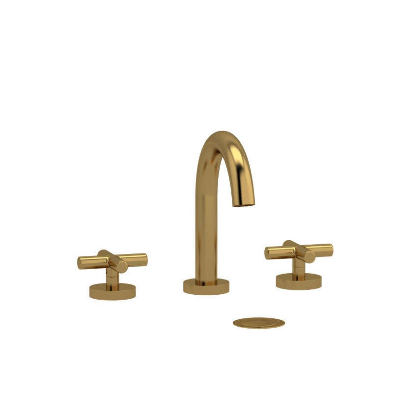 Robinet de lavabo à large entraxe avec bec en C Riu, Or brossé