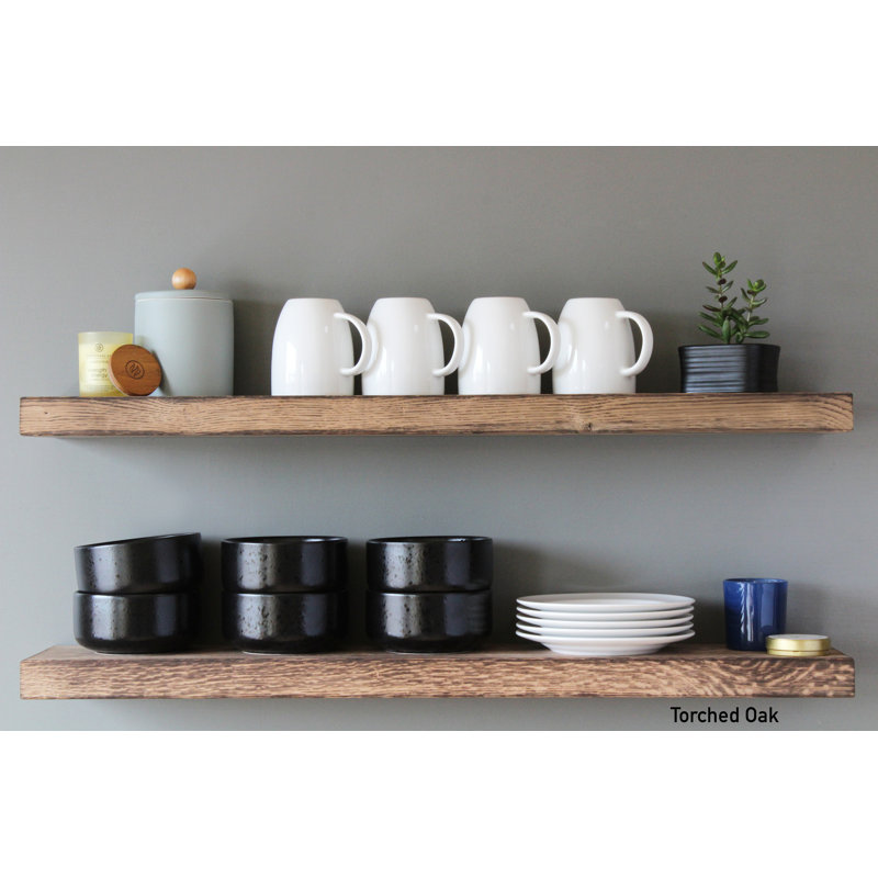 Bunia 2 Piece Oak Floating Shelf, 2" H x 48" W x 7" D