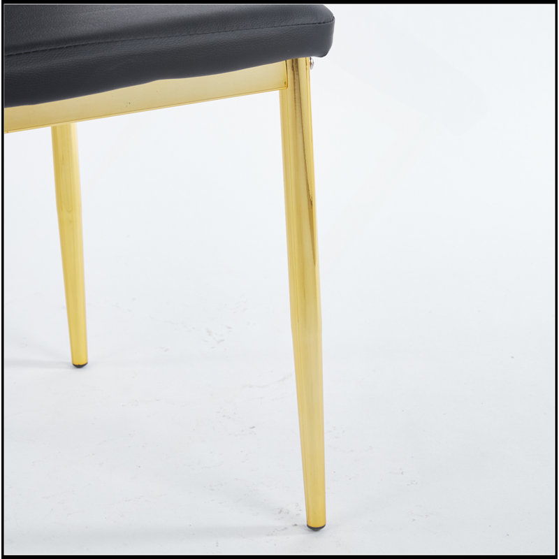 Ensemble de 4 chaises, siège noir, Doré, Noir