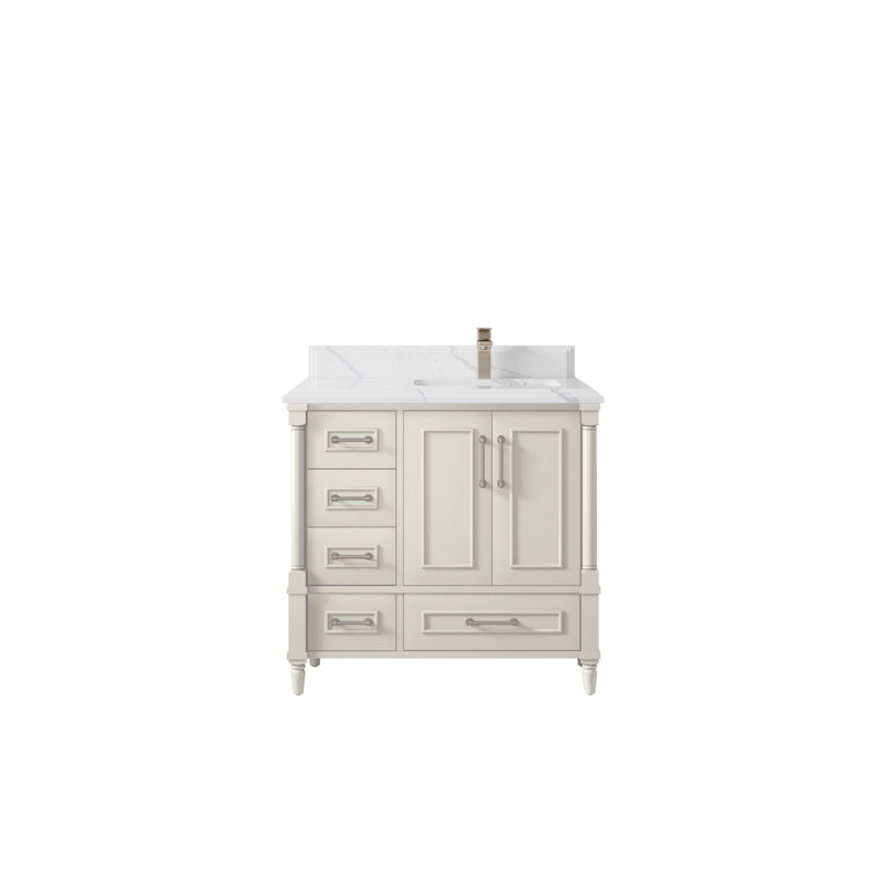 Meuble-lavabo simple 36 po avec plateau Aberdeen, Calacatta Laza
