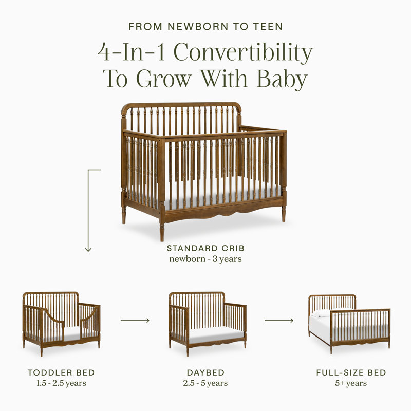 Liberty 4-in-1 Convertible Spindle Crib, Natural Walnut