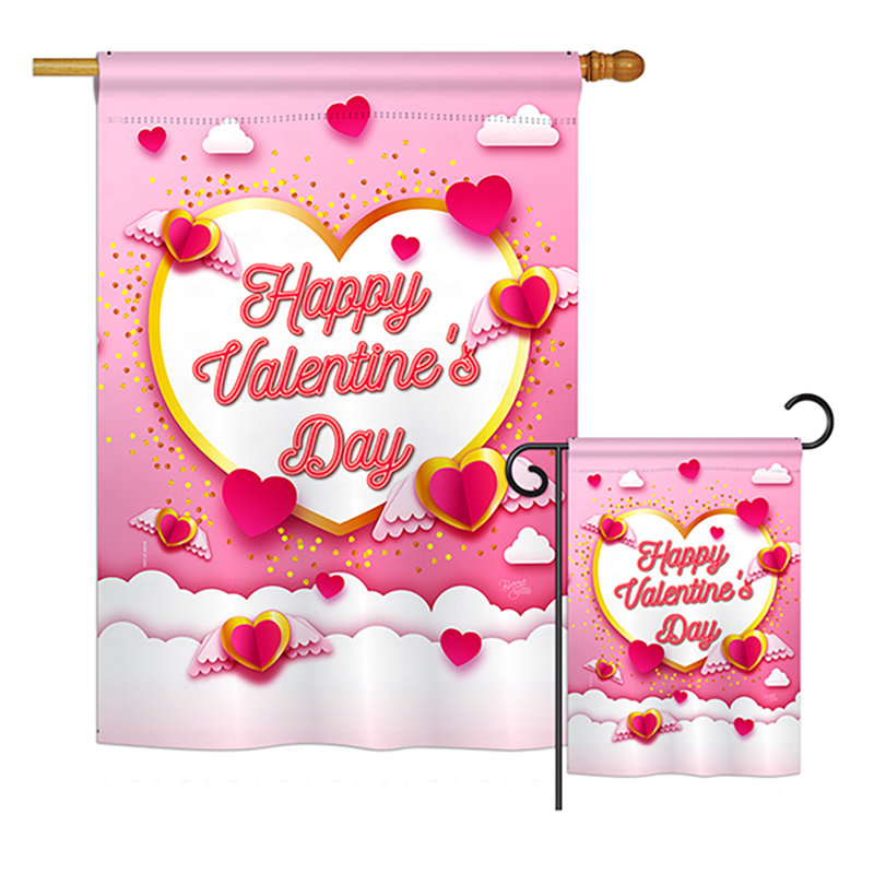 2 côtés en polyester 40 x 28 po, le printemps de st valentin de st valentin drapeau de jardin
