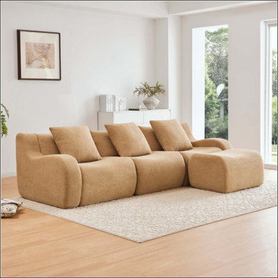Canapé désossé, tissu en peluche de haute qualité à 3 places, conception antidérapante, conception épurée sans accoudoirs incurvés, chaise d'assemblage éponge haute densité 32D pour le salon, la chambre à coucher et le salon