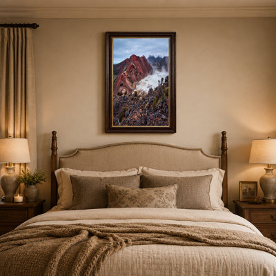 «Red Volcanic Hills and Steam Rising Over Pale Blue Lake», art mural sur toile