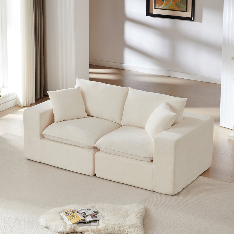 Canapé moderne en nuage de chenille, librement combinable, confortable pour s'asseoir, Blanc