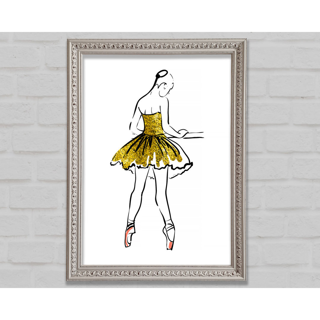 Golden Pink Ballerina 3 Gerahmter Druck