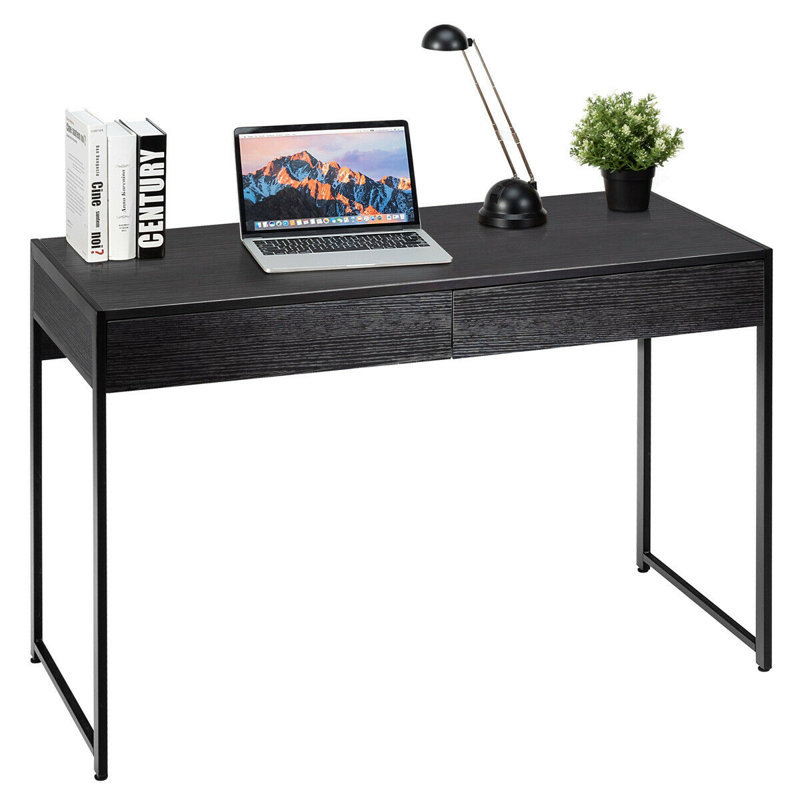 Bureau d'ordinateur avec tiroirs Stonesby, Noir