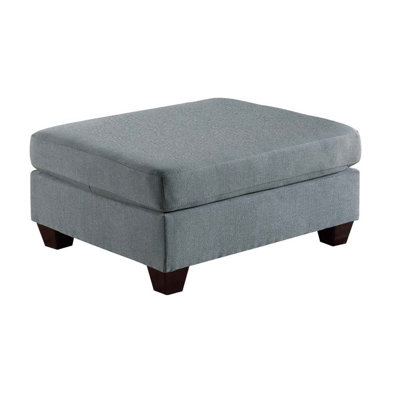 Living Room Furniture Cocktail Ottoman Grey Linen Like Fabric 1Pc Plush Ottoman Wooden Legs