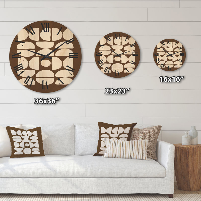 Horloge murale en bois à composition abstraite, Moyen