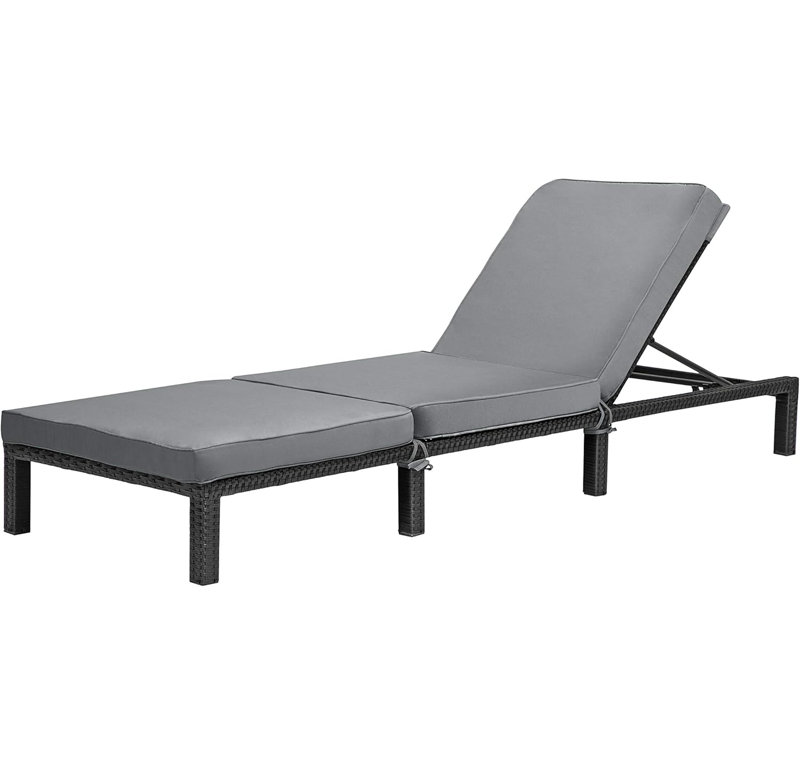 Berkow 182.78cm Long Reclining Single Chaise with Cushions, Grey, Black