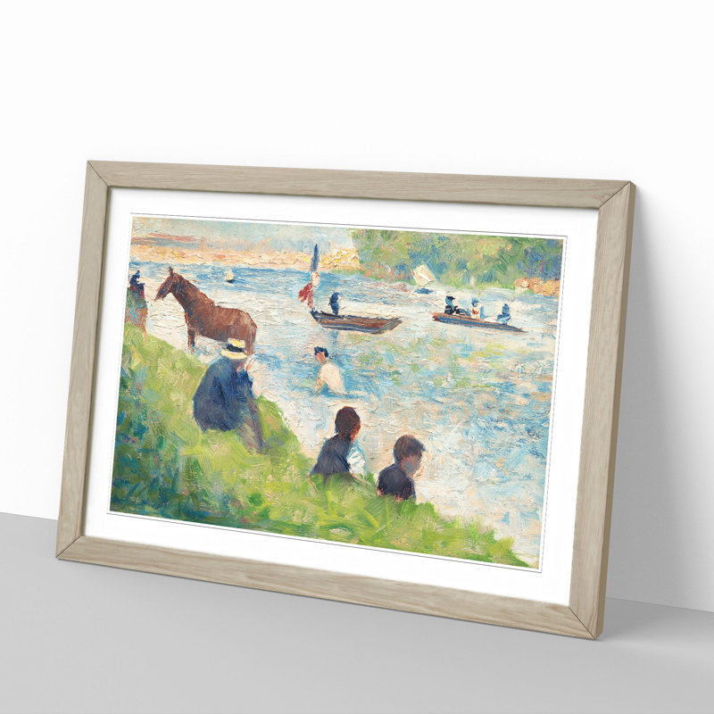Study of Bathers Vol.1 by Georges Seurat - Picture Frame Painting, 48cm H x 65cm W x 2cm D, Oak Framed