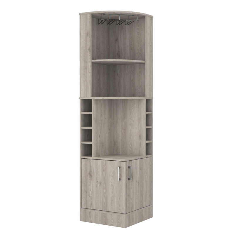 Armoire à vin grise à 2 tablettes pour une organisation efficace et 8 boissons avec tablette fonctionnelle, Gris clair