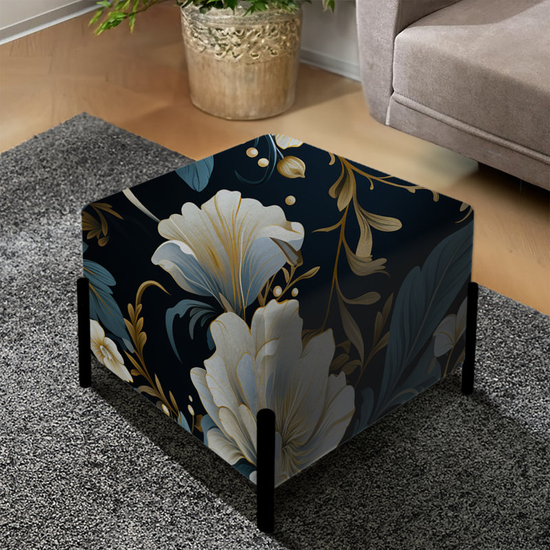 Élégance de fleurs victorienne bleue et blanche - repose-pieds carré floral