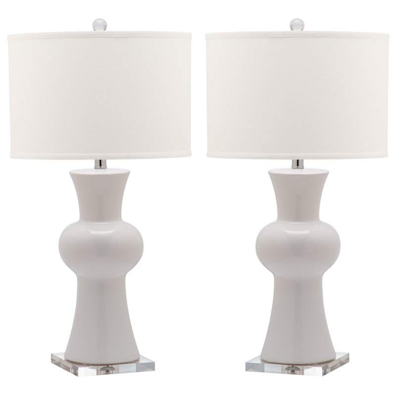 Jeanne column 29.75" lampe de table avec abat-jour, blanc