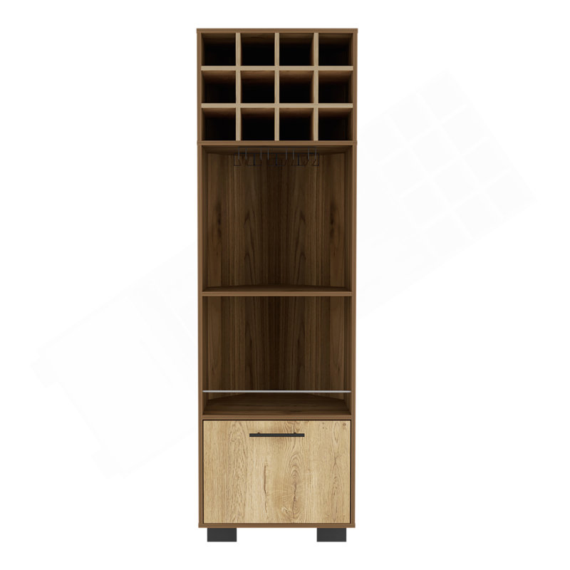 Marsella Corner Bar Cabinet, Eight Built-In Wine Rack, Two Side Shelves