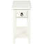 Grande table d'appoint blanche de 23 pouces avec tiroir et tablette pour des espaces polyvalents et fonctionnels