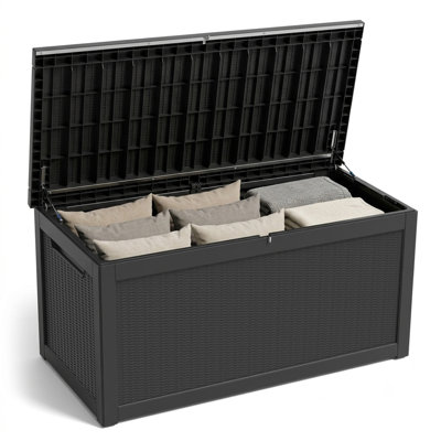 PawsomePad Boîte de rangement en résine noire pour l'extérieur intérieur