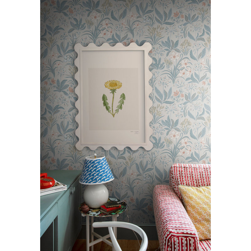 Rouleau de papier peint Huset I Solen L 33 pi x l 20,8 po, Bleu Folklore