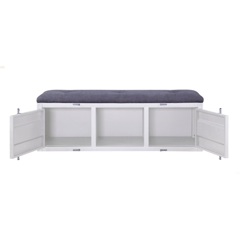 Banc en tissu et finition Cargo avec rangement, Gris / Blanc