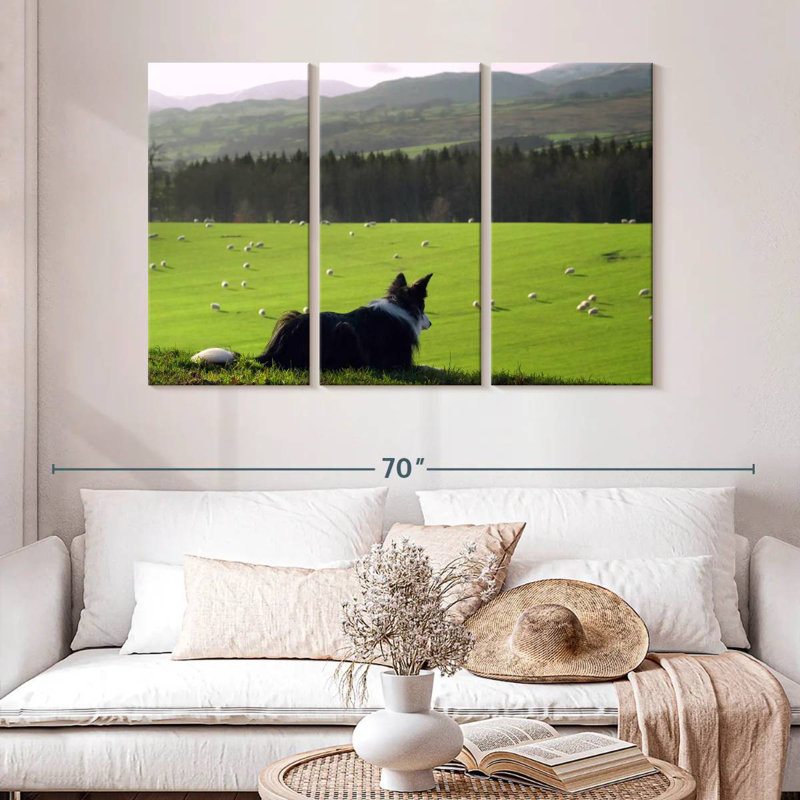 Brampt Dog Counting Sheep, 32" H x 50" W