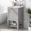 Meuble-lavabo de 20 po avec lavabo, armoire de salle de bain avec porte à fermeture douce, support de rangement et tablette ouverte