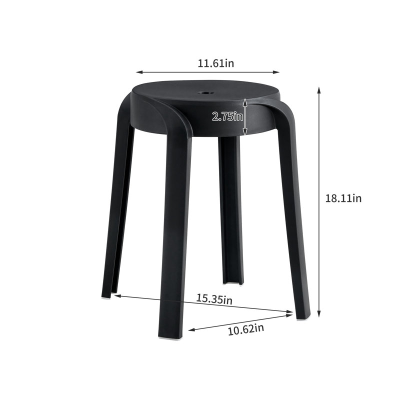6 tabourets en plastique de couleurs variées, fabrication, poids de 3,32 lb, options de sièges portatifs, rayure, 11,94 po de largeur, pratique pour une utilisation quotidienne