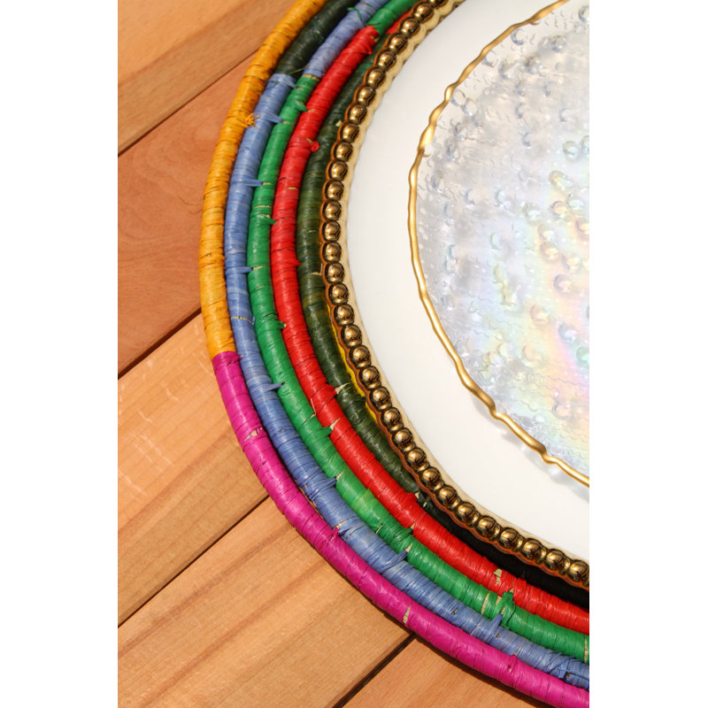 Napperons en raphia marocain, napperons tissés naturels multicolores Boho, napperons de table de salle à manger
