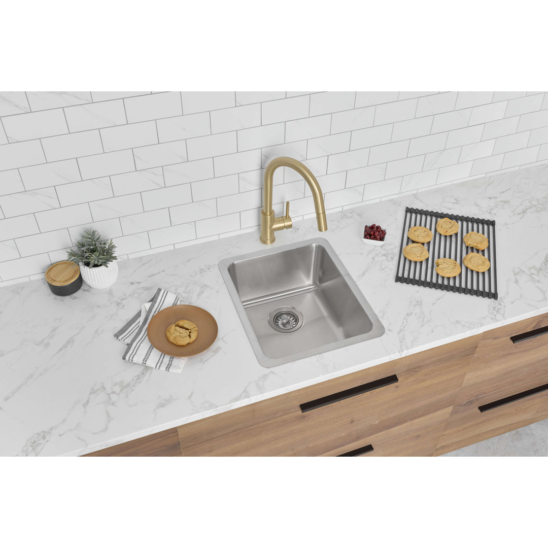 Builder Stylish Morella Dual-Mount 15" Stainless Steel Single Bowl Kitchen Sink STYLISH