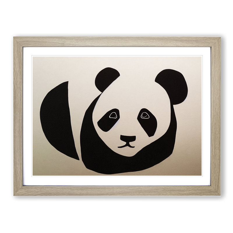 An Abstract Panda - Framed Print, Oak, 46cm H x 64cm W x 2cm D